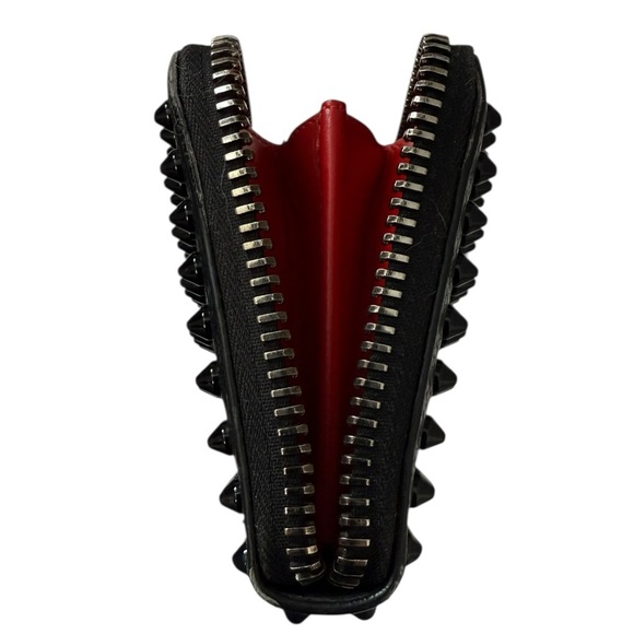 Christian Louboutin Panettone Spiked Zip Wallet | Black Leather - Picture 4 of 9